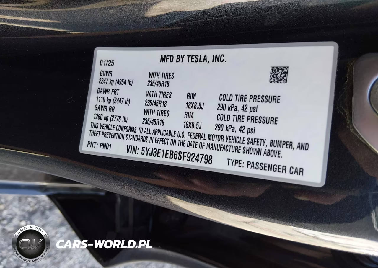 2025 Tesla Model 3 Long Range All-Wheel Drive VIN:5YJ3E1EB6SF924798 - 9