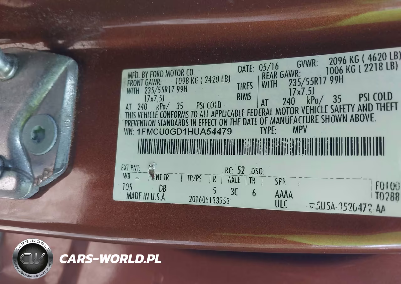 2017 Ford Escape Se VIN:1FMCU0GD1HUA54479 - 9