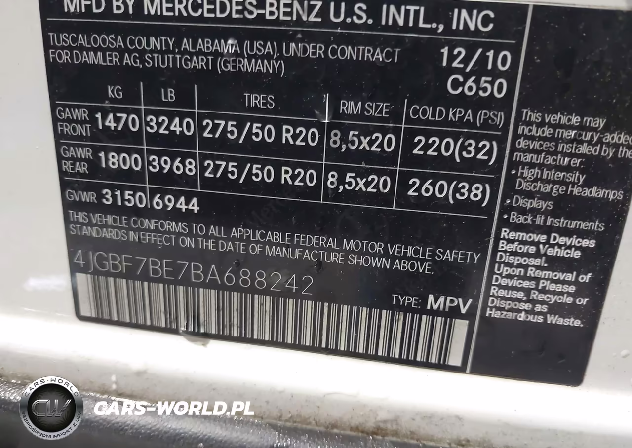 2011 Mercedes-Benz Gl 450 4Matic VIN:4JGBF7BE7BA688242 - 9