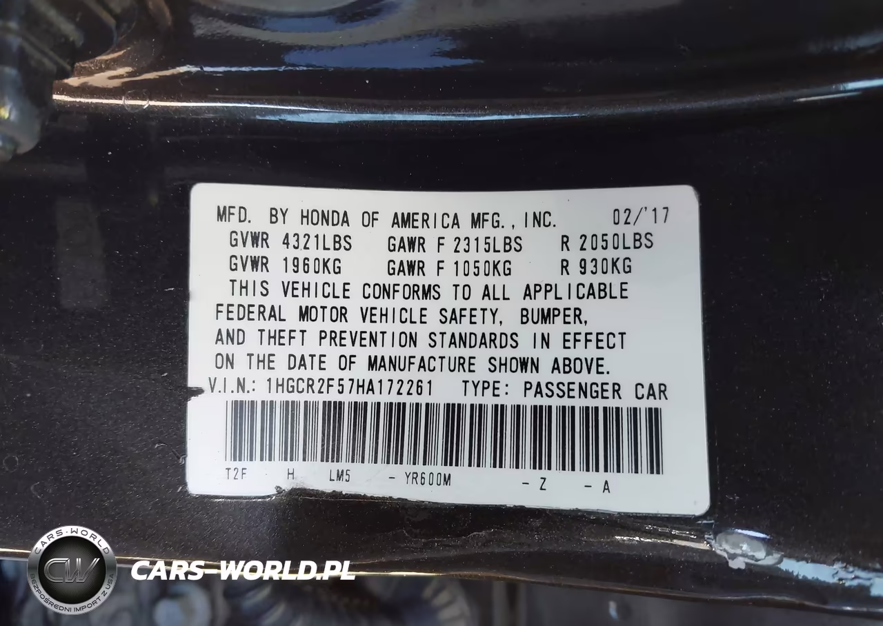 2017 Honda Accord Sport VIN:1HGCR2F57HA172261 - 9