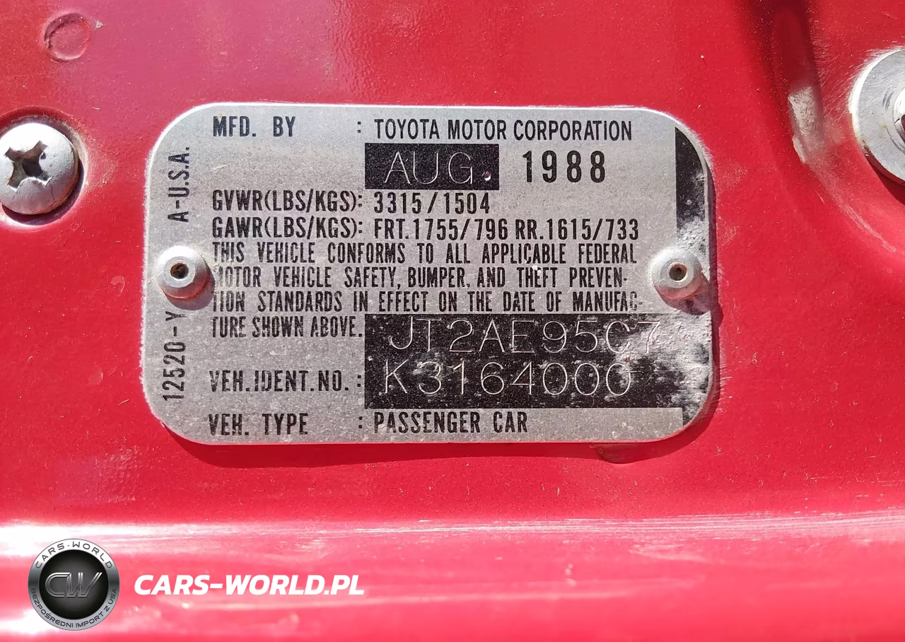 1989 Toyota Corolla Sr5 VIN:JT2AE95C7K3164000 - 9