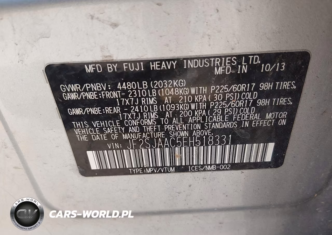 2014 Subaru Forester 2.5I VIN:JF2SJAAC5EH518331 - 9