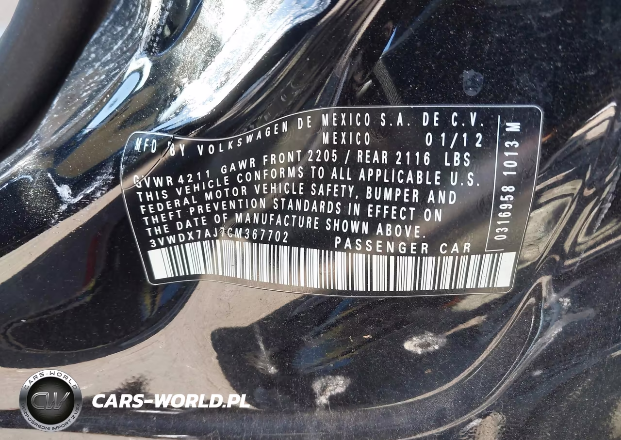 2012 Volkswagen Jetta 2.5L Se VIN:3VWDX7AJ7CM367702 - 9
