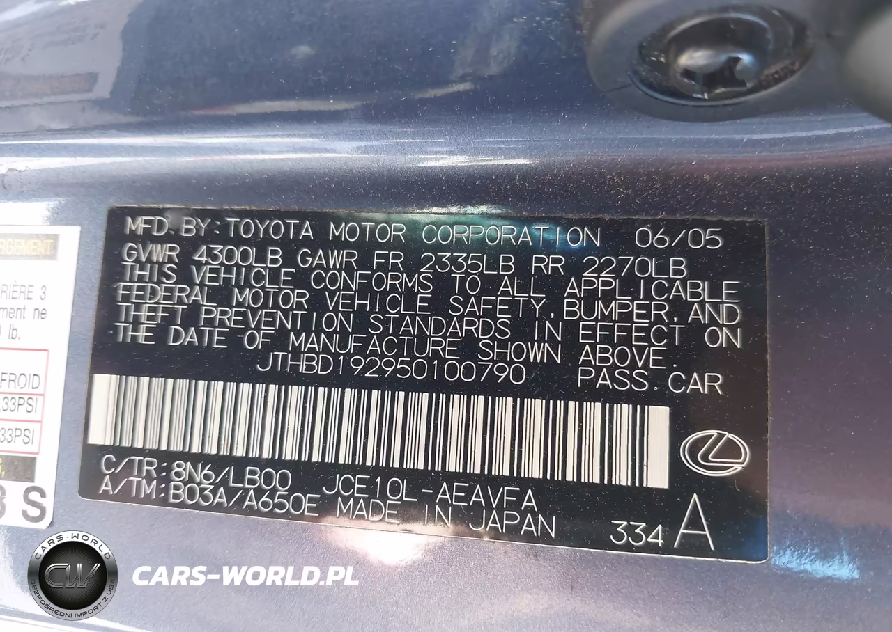 2005 Lexus Is 300 VIN:JTHBD192950100790 - 9