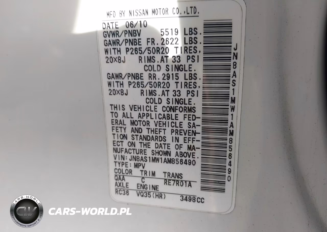2010 Infiniti Fx35 VIN:JN8AS1MW1AM856490 - 9