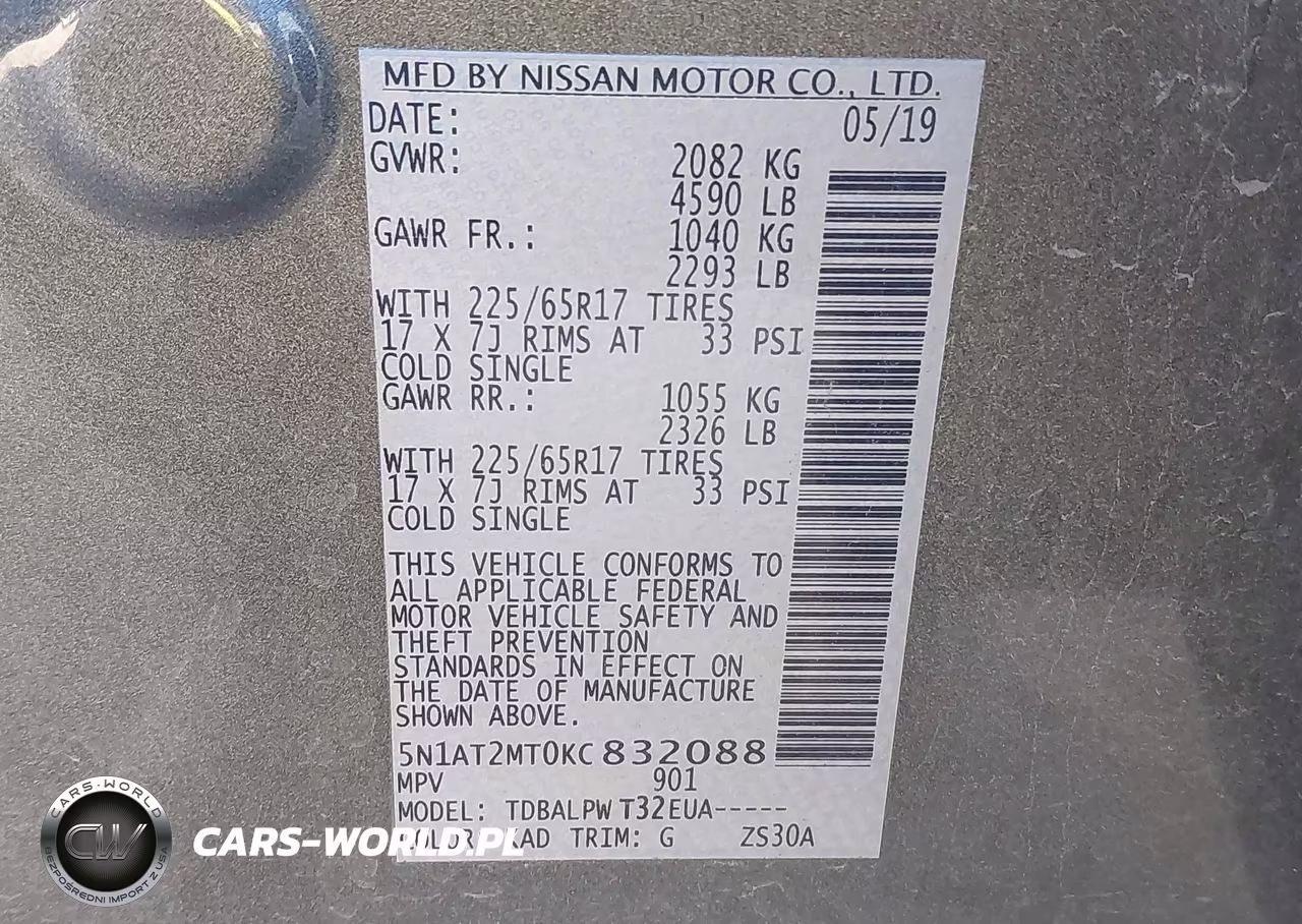 2019 Nissan Rogue S VIN:5N1AT2MT0KC832088 - 9