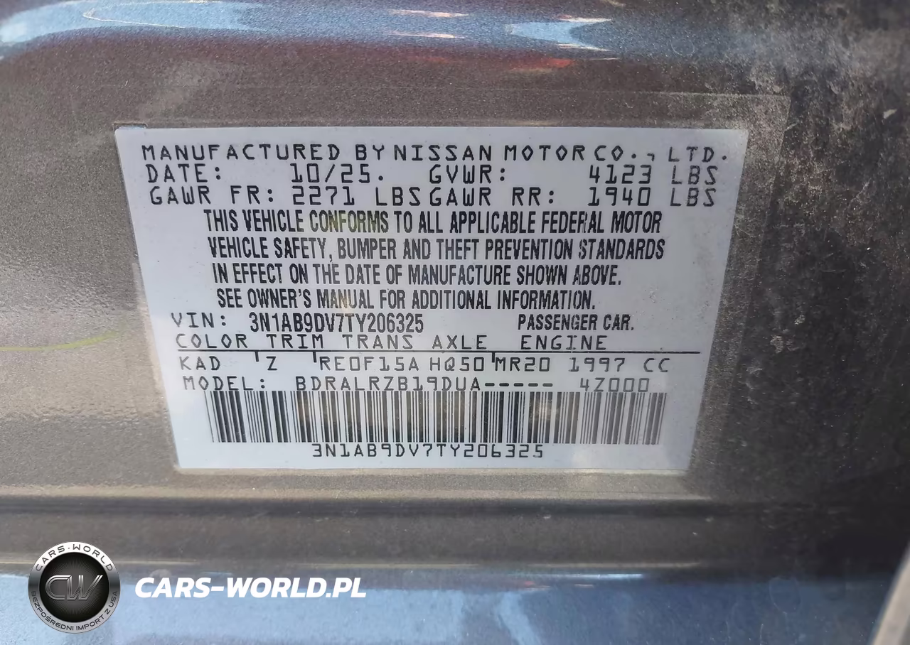 2026 Nissan Sentra Sr VIN:3N1AB9DV7TY206325 - 9