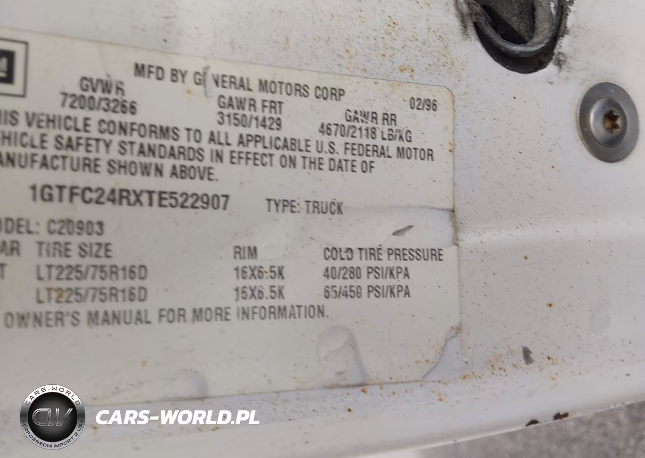 1996 GMC Sierra C2500 VIN:1GTFC24RXTE522907 - 9