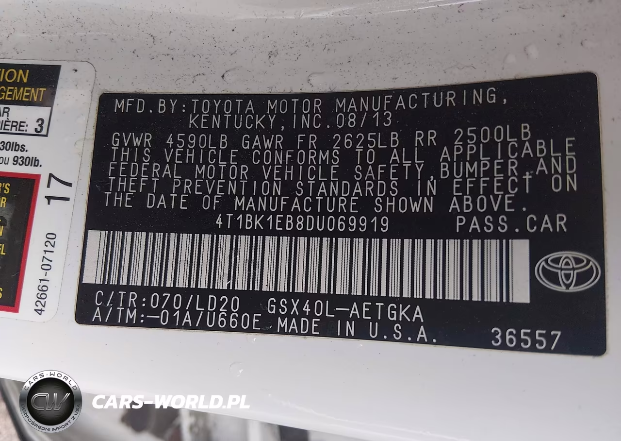 2013 Toyota Avalon Xle VIN:4T1BK1EB8DU069919 - 9
