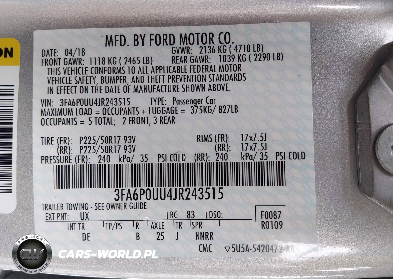 2018 Ford Fusion Hybrid S VIN:3FA6P0UU4JR243515 - 9