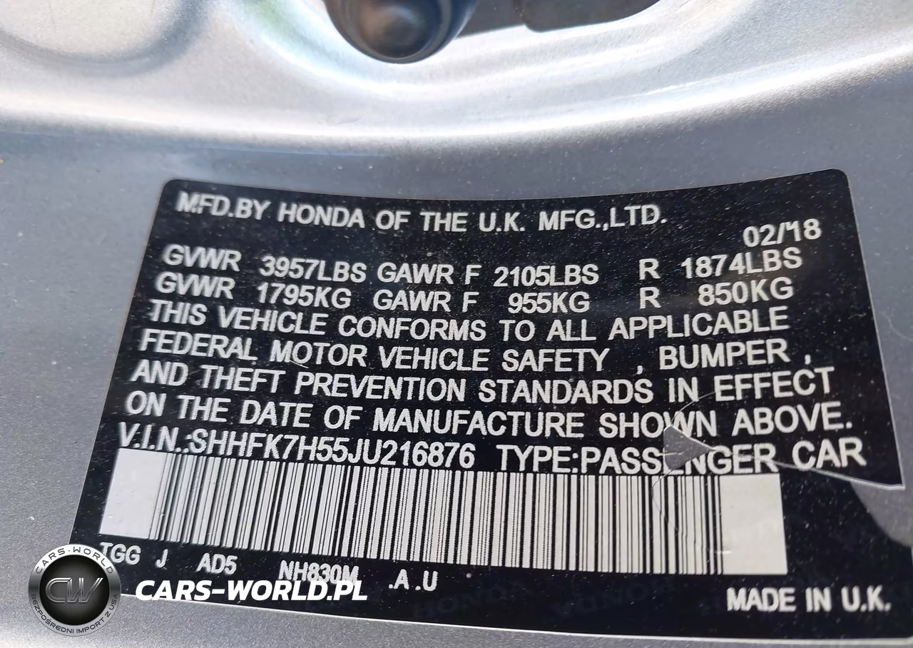 2018 Honda Civic Ex VIN:SHHFK7H55JU216876 - 9
