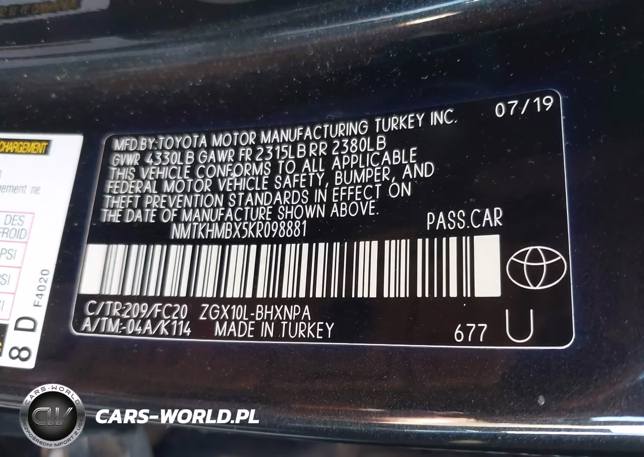 2019 Toyota C-Hr Le VIN:NMTKHMBX5KR098881 - 9