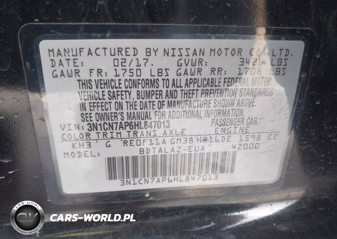 2017 Nissan Versa 1.6 S+ VIN:3N1CN7AP6HL847013 - 9