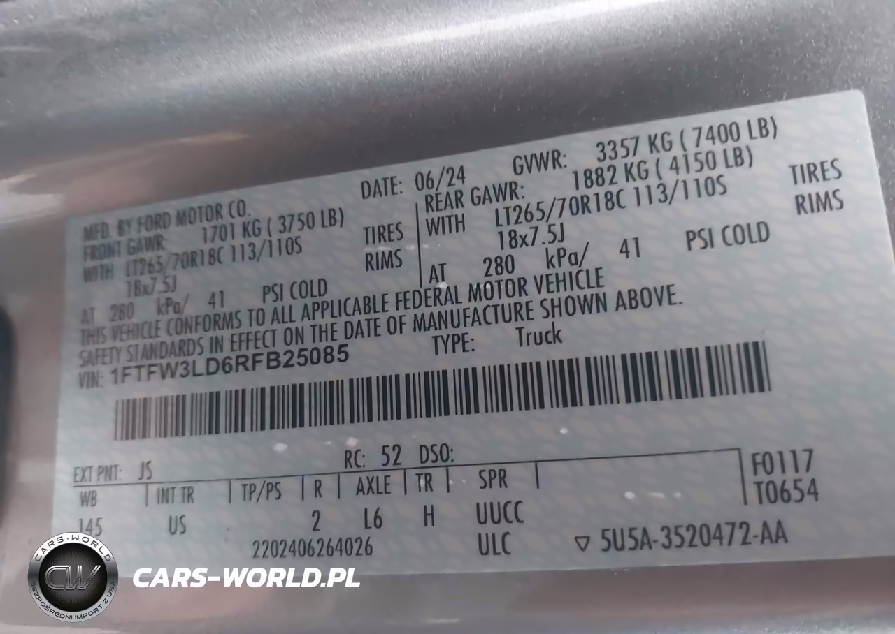 2024 Ford F-150 Xlt VIN:1FTFW3LD6RFB25085 - 9