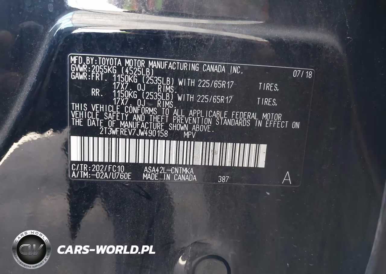 2018 Toyota Rav4 Xle VIN:2T3WFREV7JW490158 - 9
