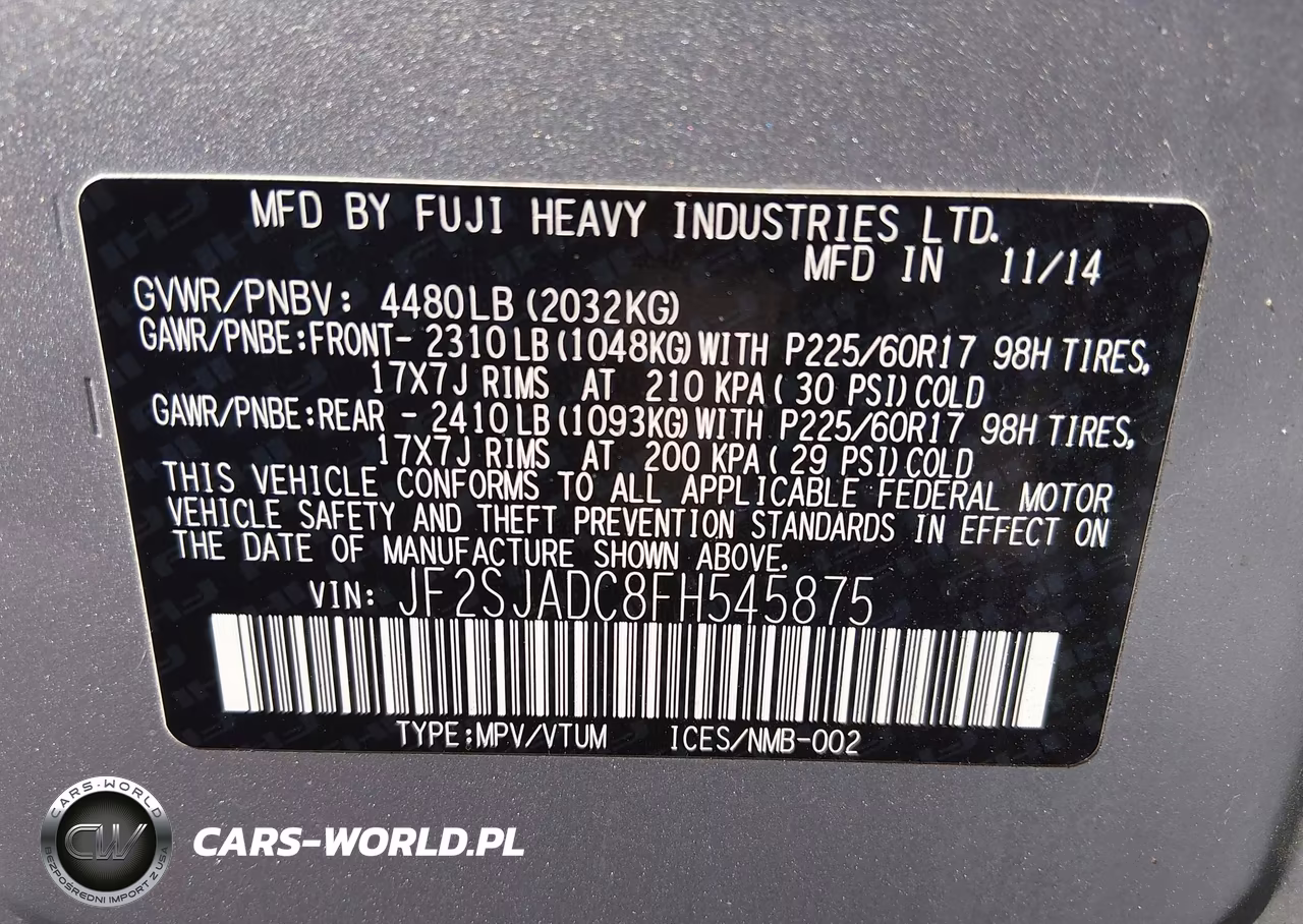 2015 Subaru Forester 2.5I Premium VIN:JF2SJADC8FH545875 - 9
