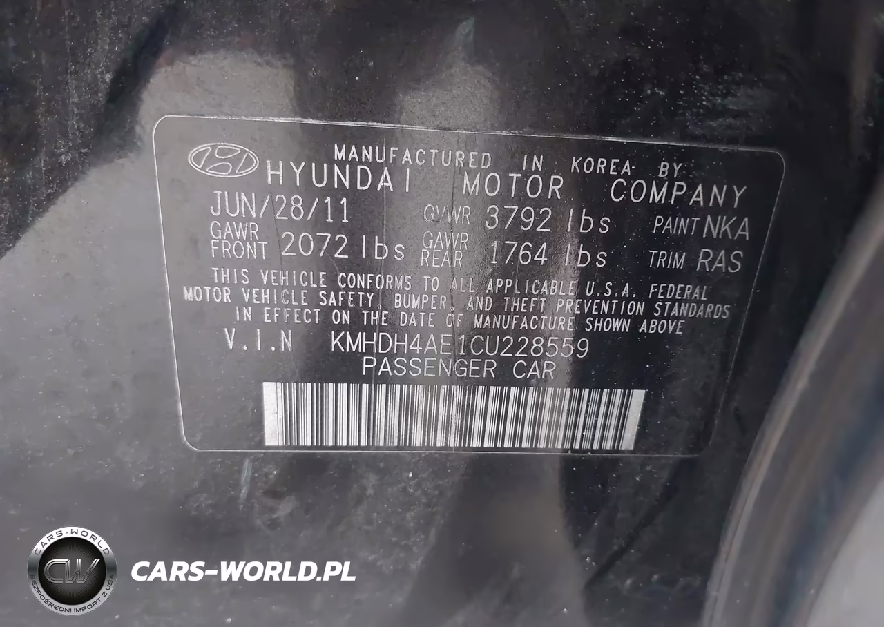 2012 Hyundai Elantra Gls (Ulsan Plant) VIN:KMHDH4AE1CU228559 - 9