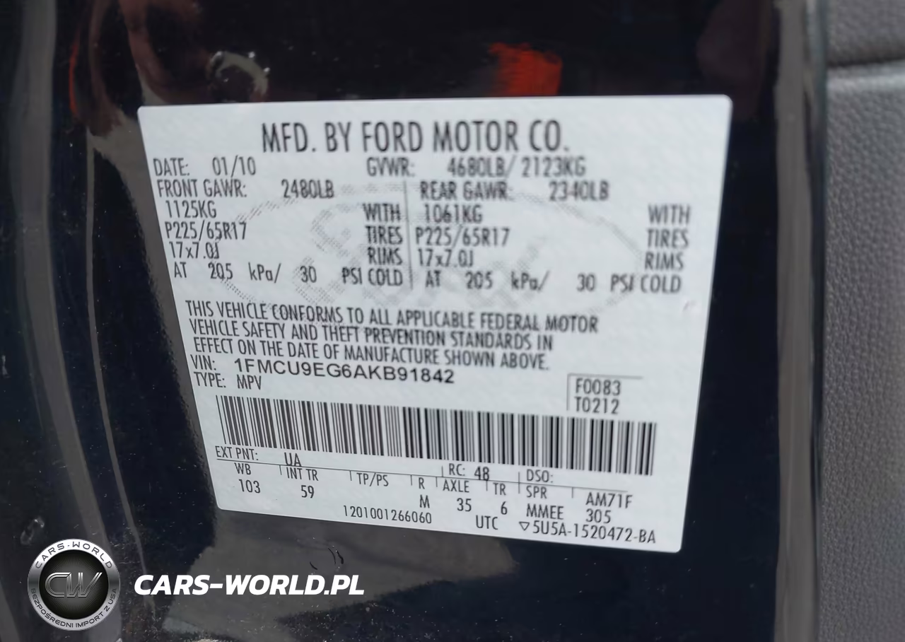 2010 Ford Escape Limited VIN:1FMCU9EG6AKB91842 - 9