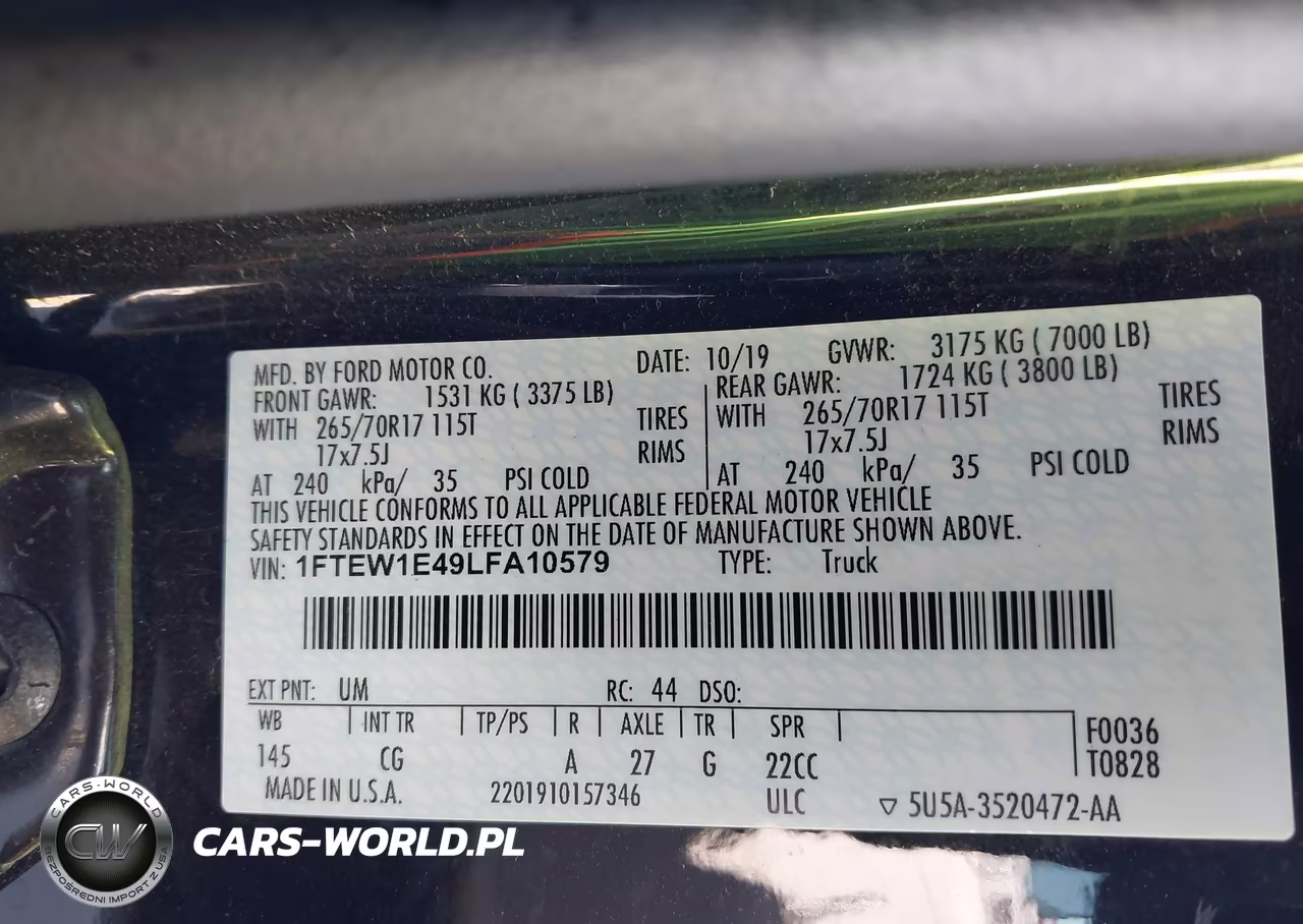 2020 Ford F-150 Xl VIN:1FTEW1E49LFA10579 - 9