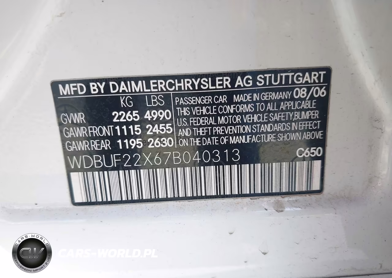 2007 Mercedes-Benz E-Class 3.0L VIN:WDBUF22X67B040313 - 9