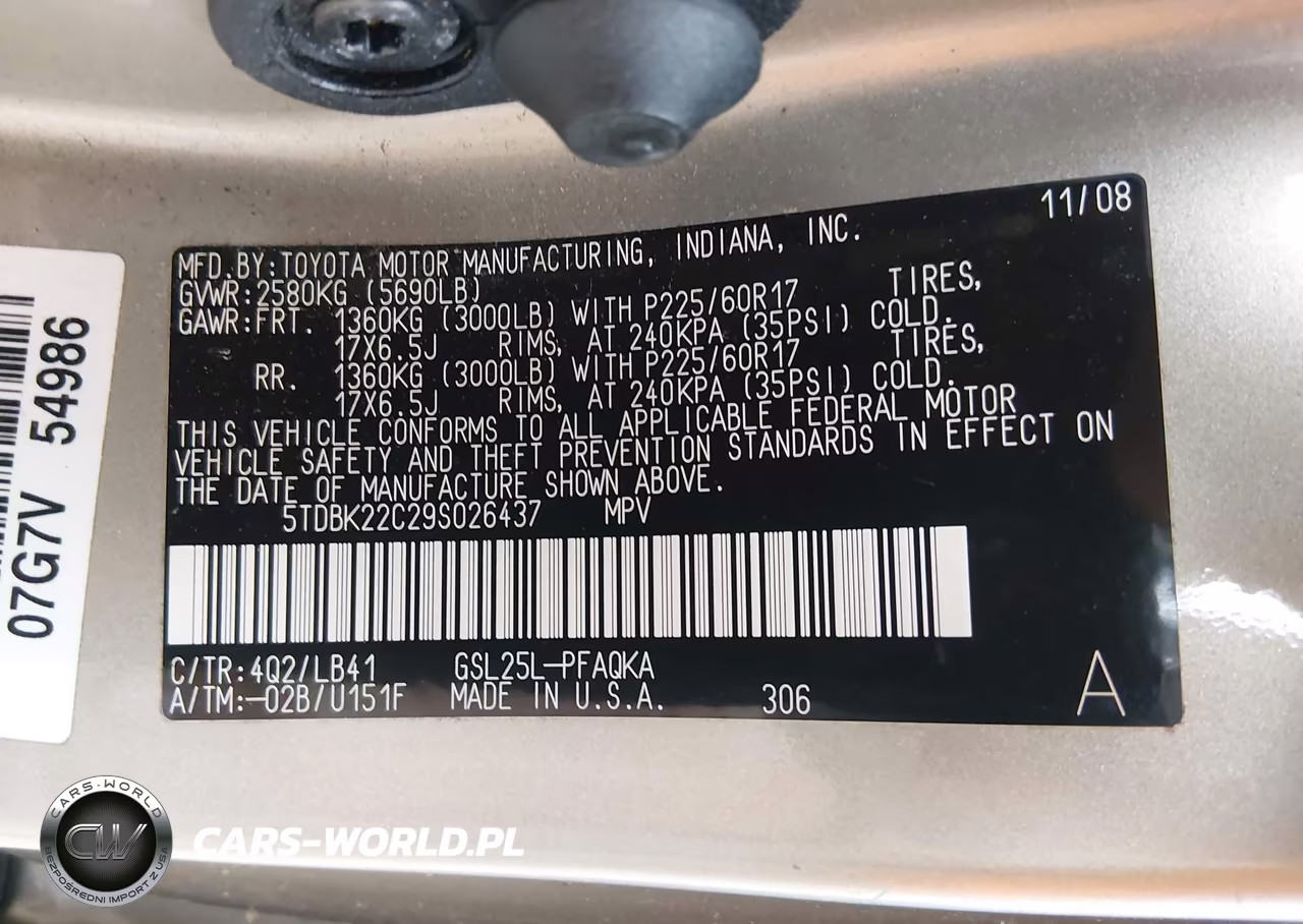 2009 Toyota Sienna Limited VIN:5TDBK22C29S026437 - 9