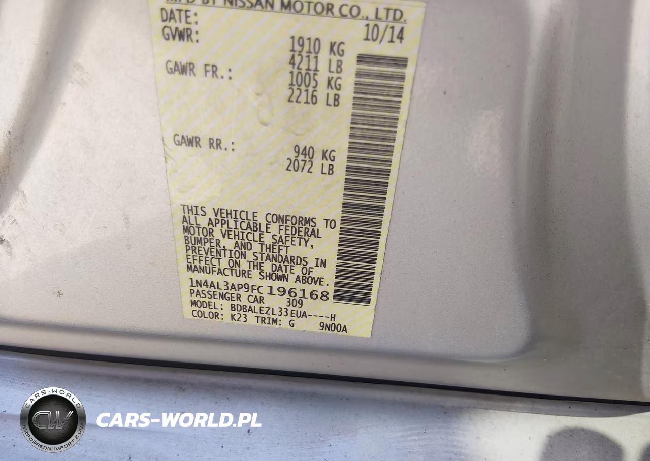 2015 Nissan Altima 2.5 S VIN:1N4AL3AP9FC196168 - 9