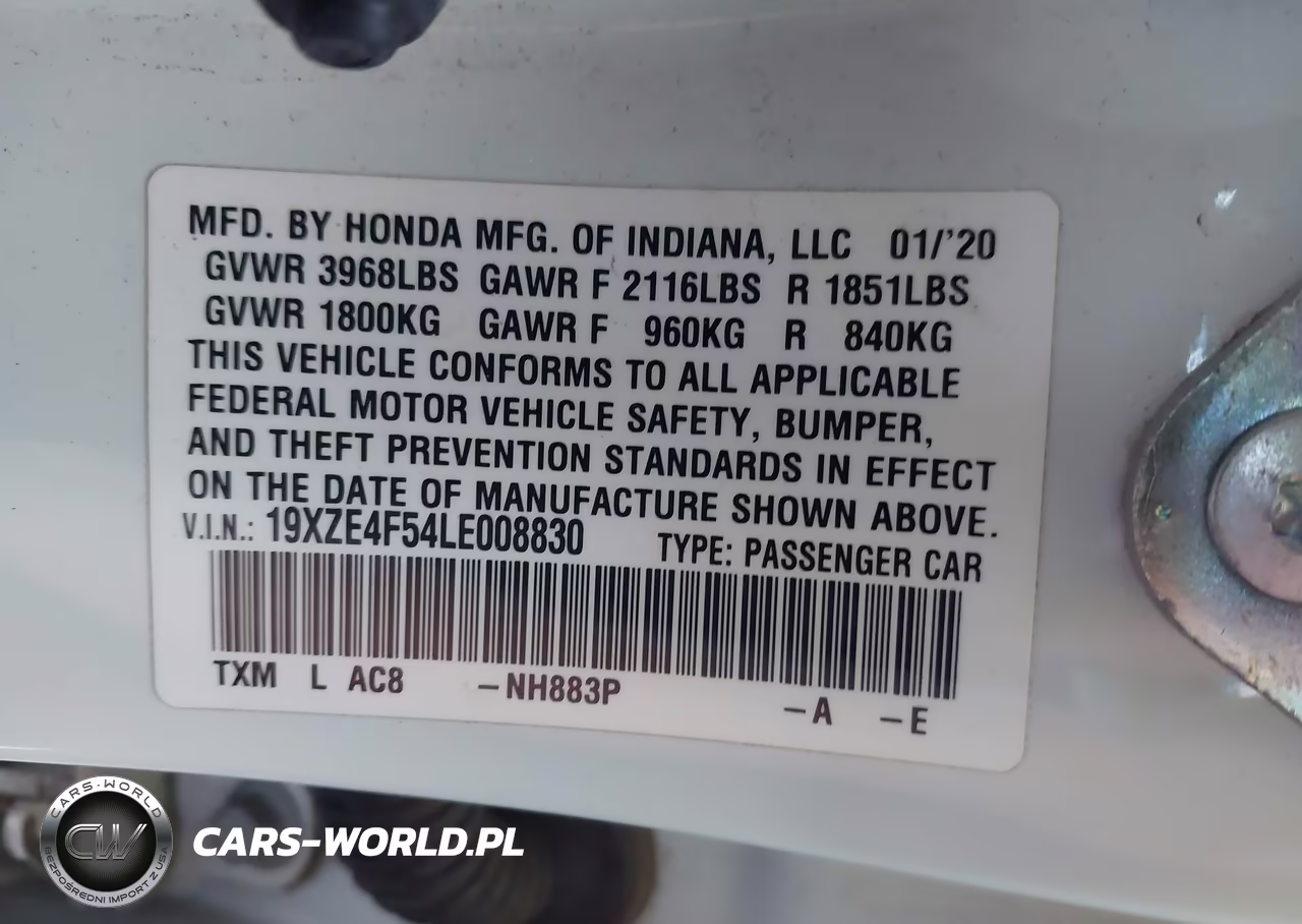 2020 Honda Insight Ex VIN:19XZE4F54LE008830 - 9