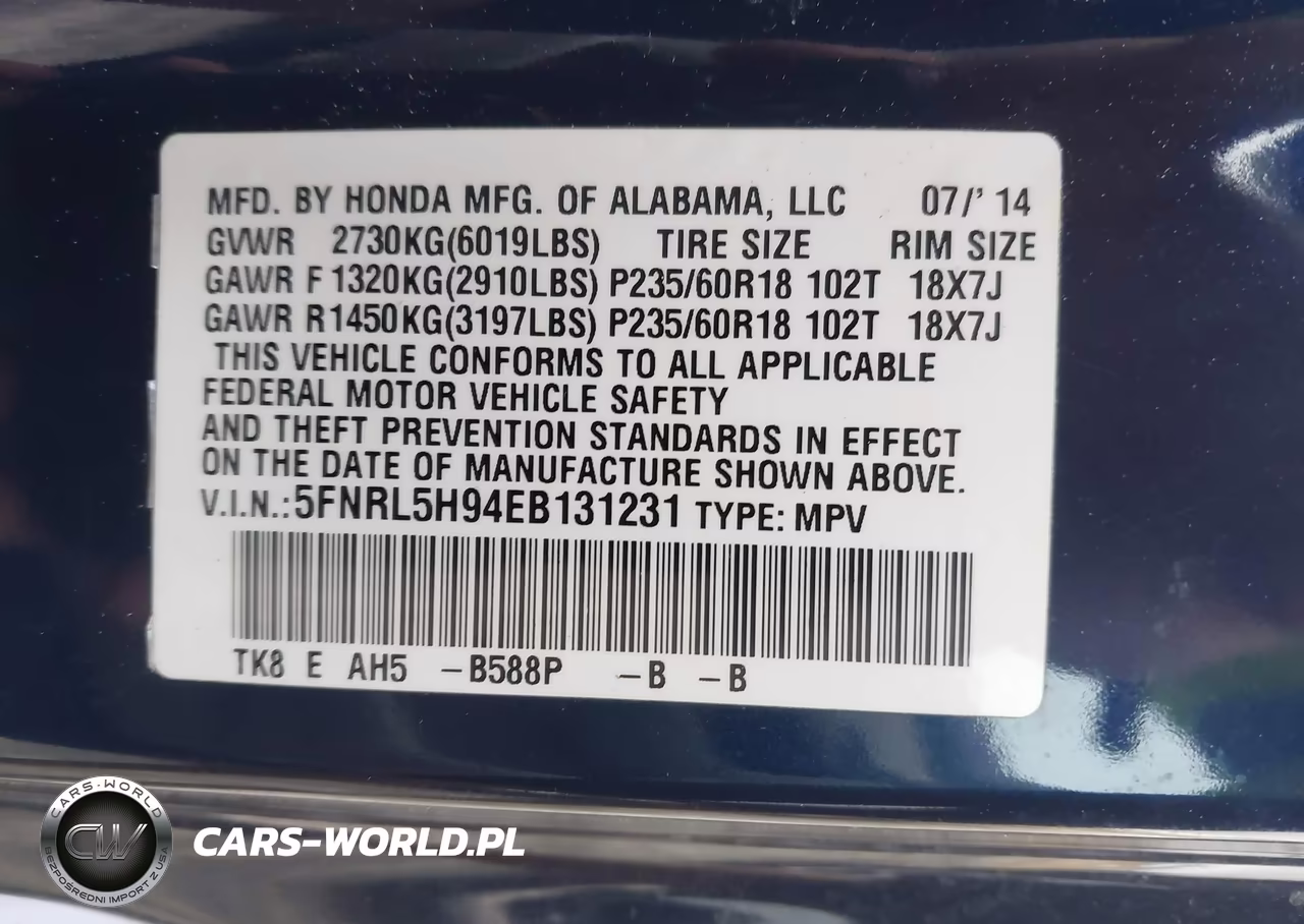 2014 Honda Odyssey Touring-Touring Elite VIN:5FNRL5H94EB131231 - 9