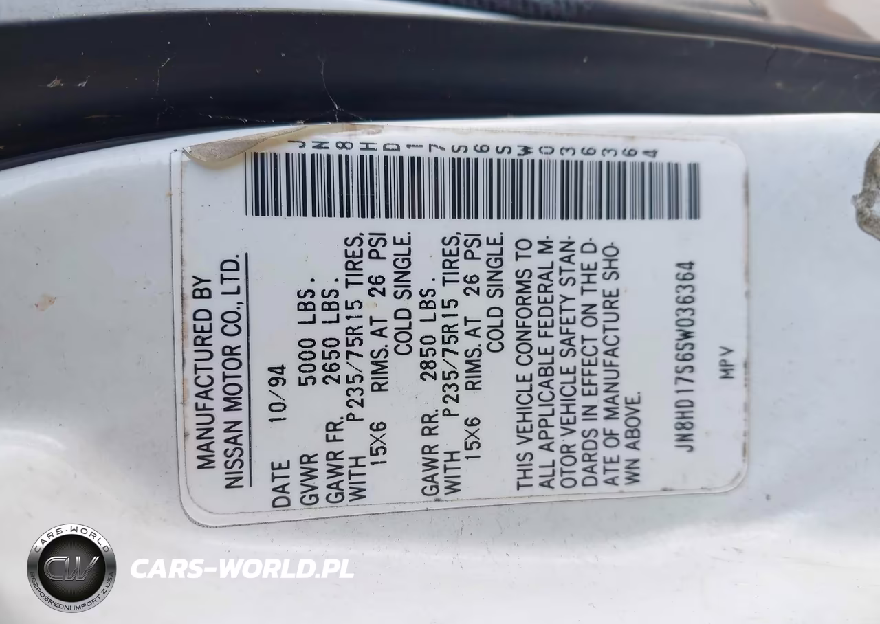 1995 Nissan Pathfinder Xe-Le VIN:JN8HD17S6SW036364 - 9