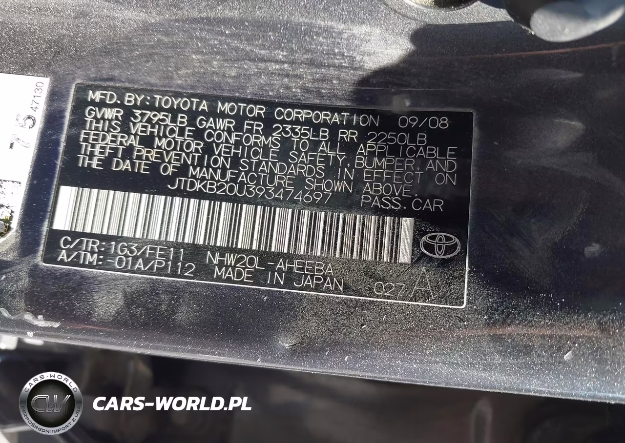 2009 Toyota Prius VIN:JTDKB20U393474697 - 9