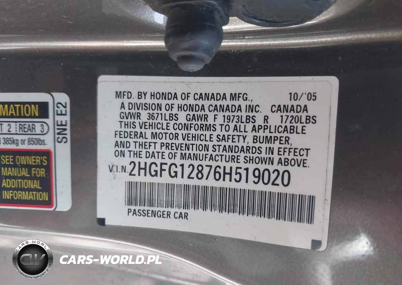 2006 Honda Civic Ex VIN:2HGFG12876H519020 - 9