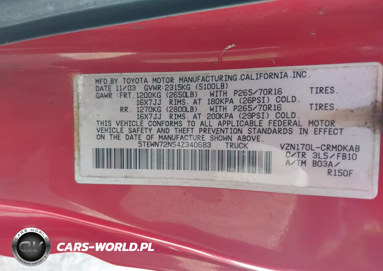 2004 Toyota Tacoma Base V6 VIN:5TEWN72N54Z340683 - 9