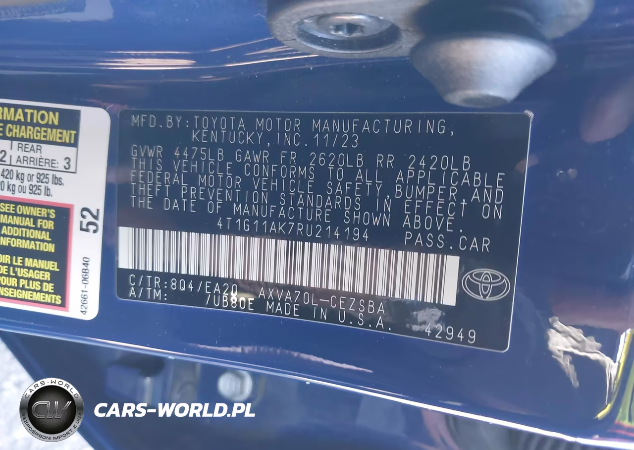 2024 Toyota Camry Se VIN:4T1G11AK7RU214194 - 9