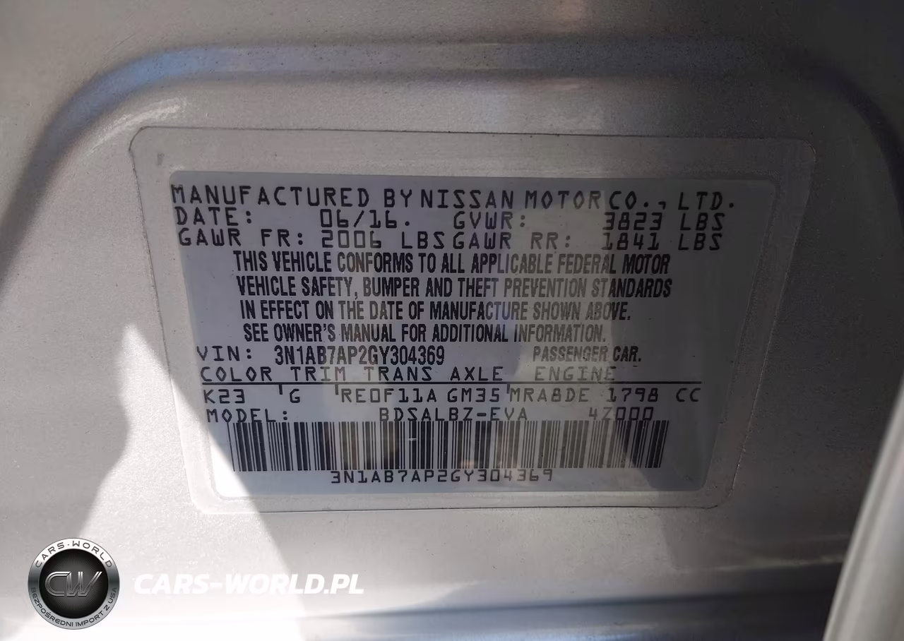 2016 Nissan Sentra S VIN:3N1AB7AP2GY304369 - 9