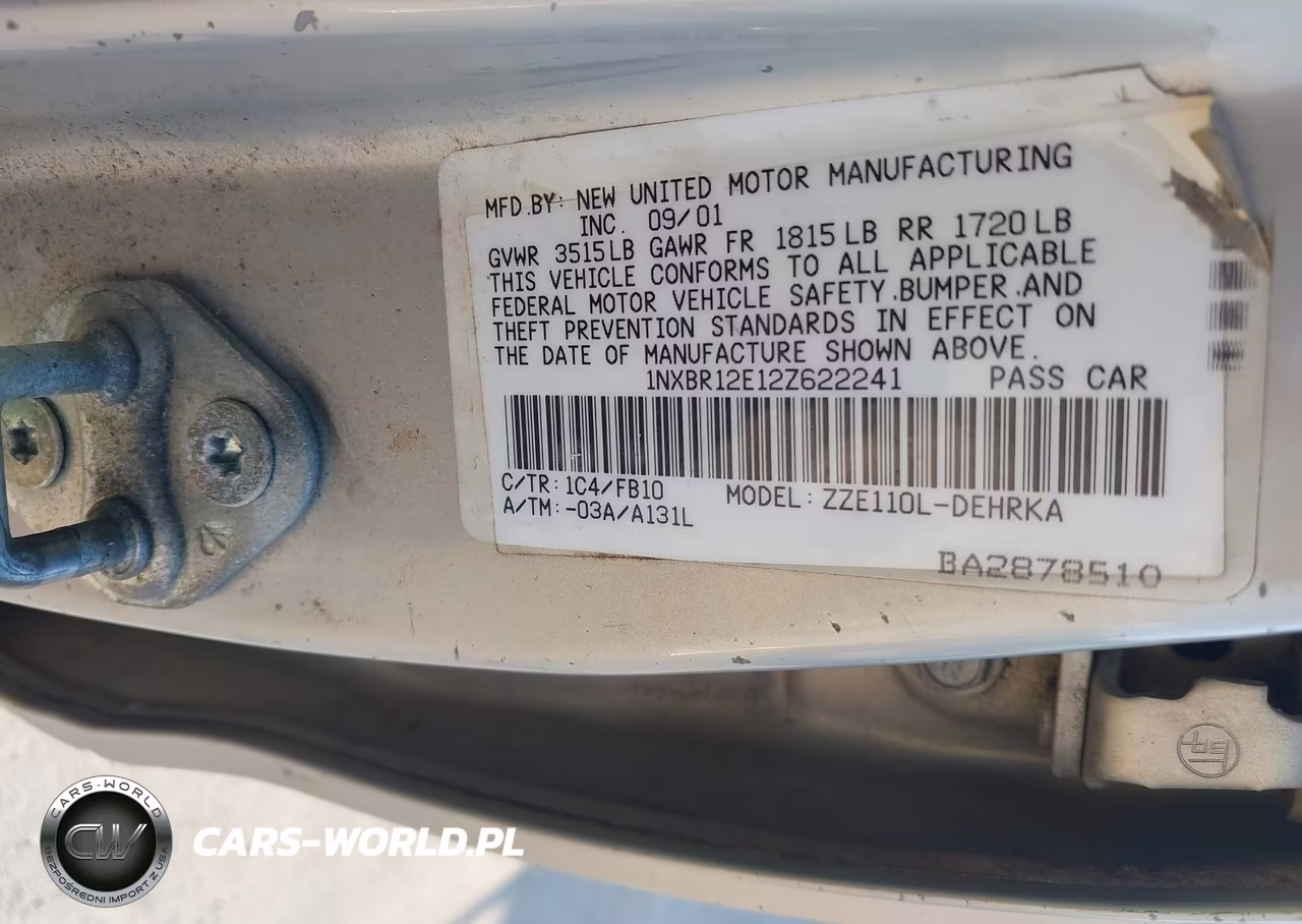 2002 Toyota Corolla Ce VIN:1NXBR12E12Z622241 - 9