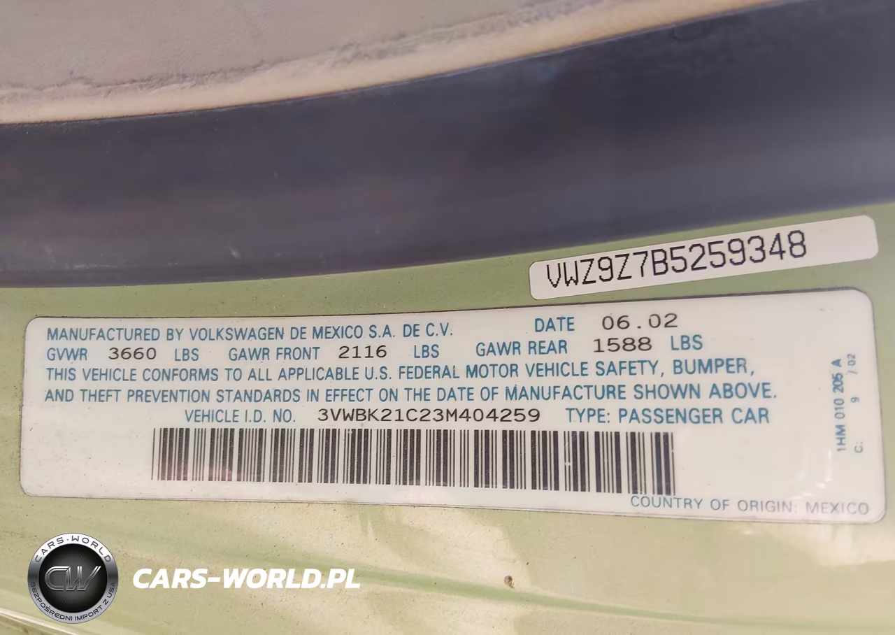 2003 Volkswagen New Beetle Gl VIN:3VWBK21C23M404259 - 9