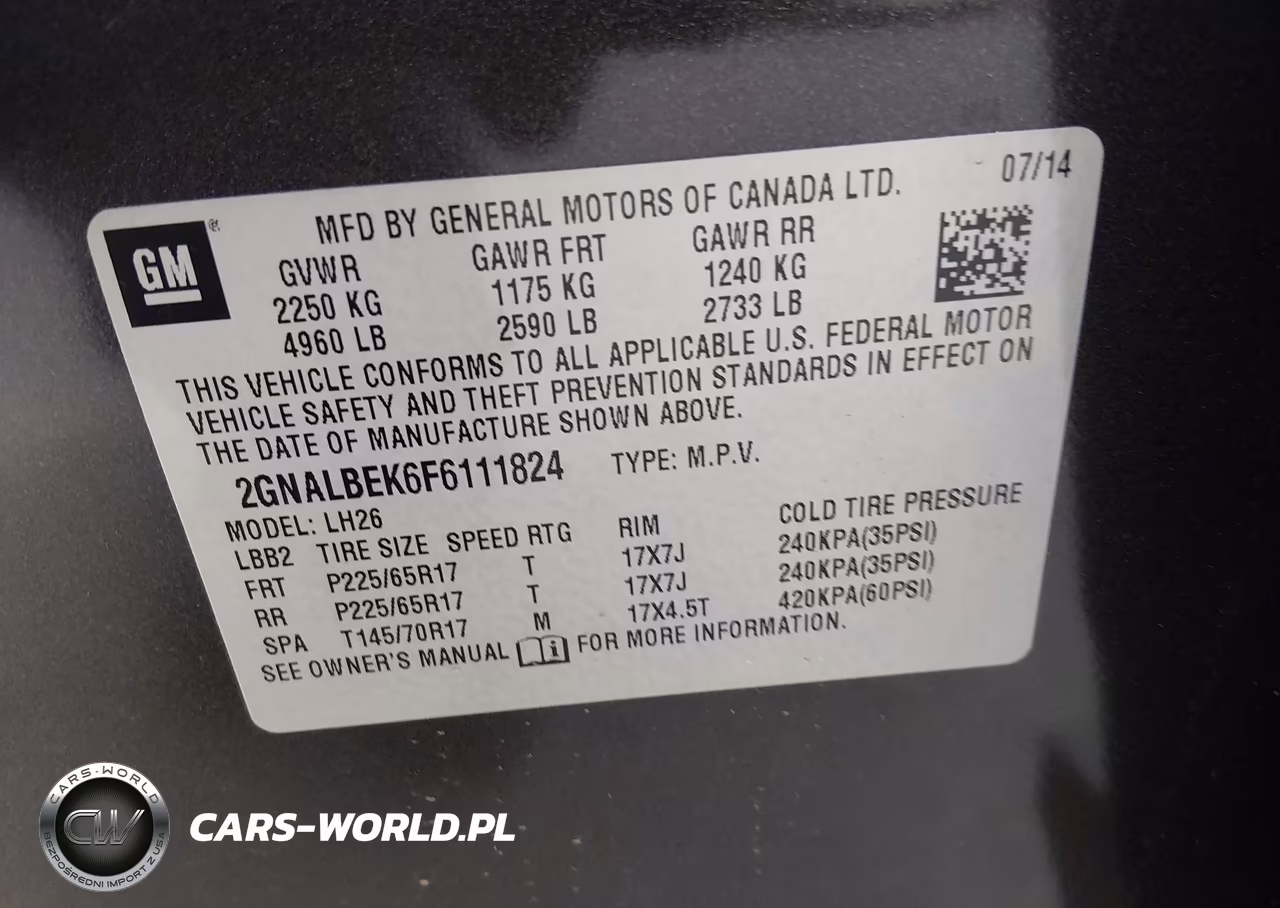 2015 Chevrolet Equinox 1Lt VIN:2GNALBEK6F6111824 - 9