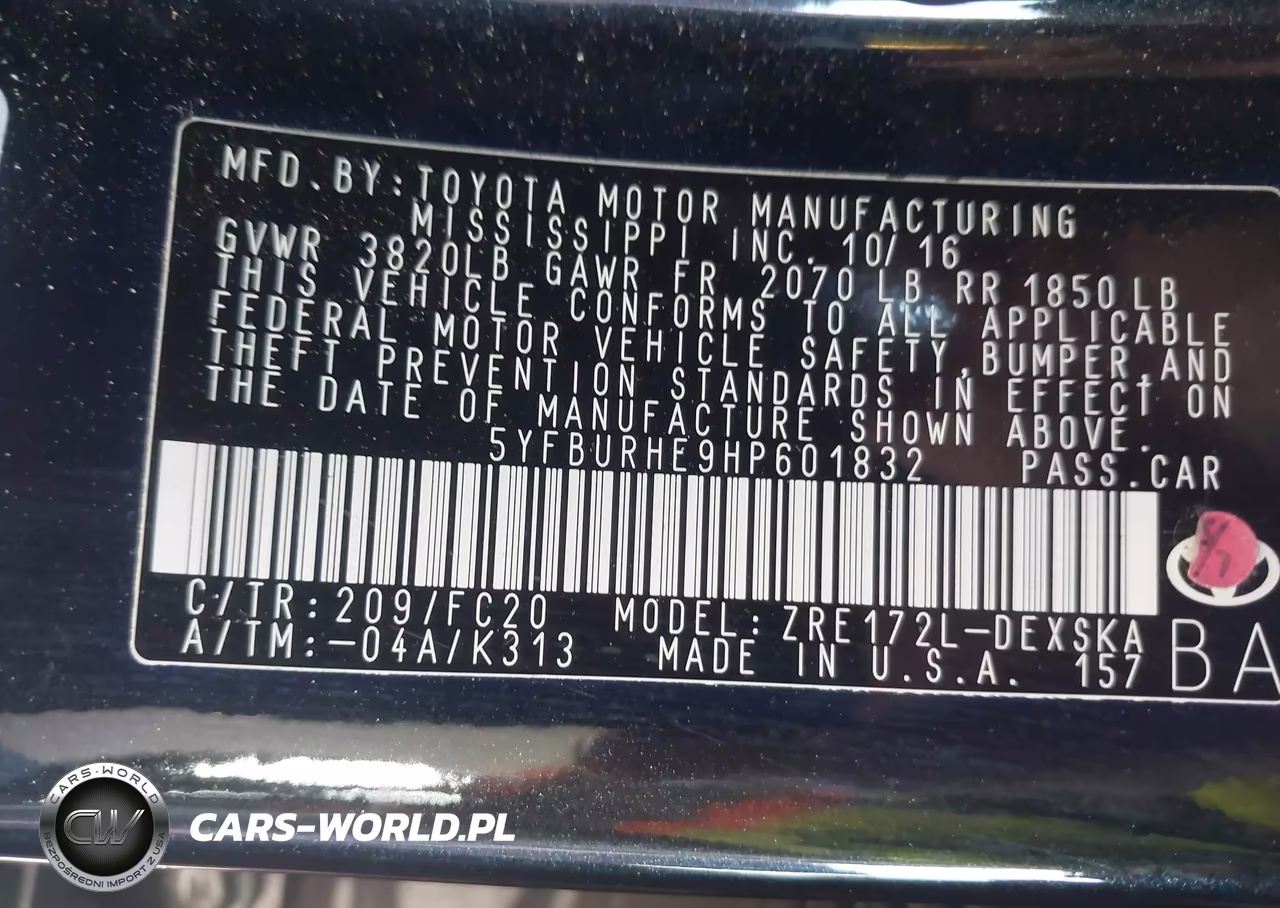 2017 Toyota Corolla Se VIN:5YFBURHE9HP601832 - 9