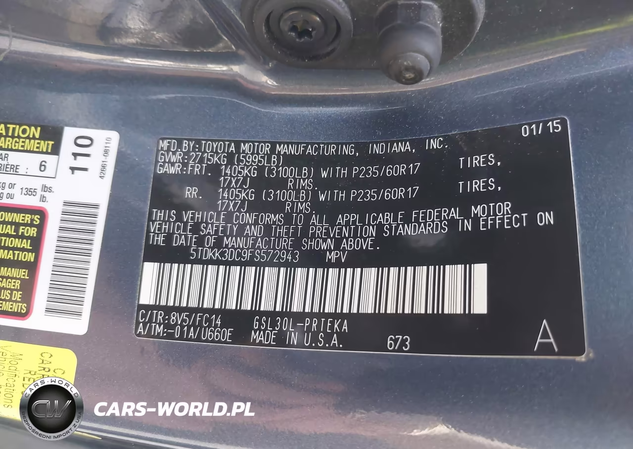 2015 Toyota Sienna Le 8 Passenger VIN:5TDKK3DC9FS572943 - 9