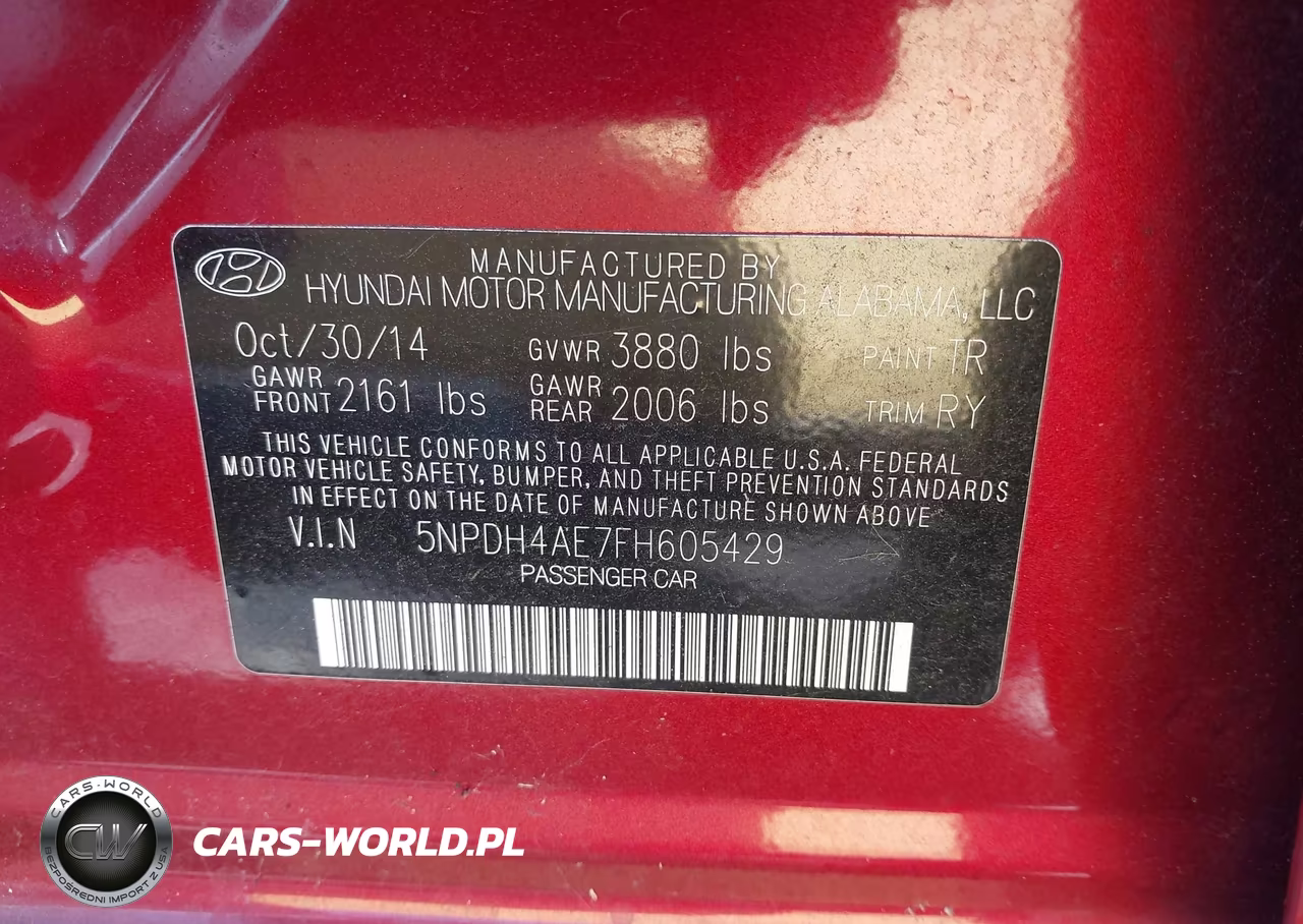 2015 Hyundai Elantra Se VIN:5NPDH4AE7FH605429 - 9