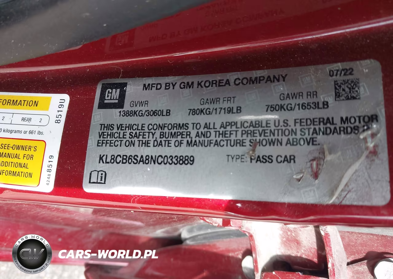 2022 Chevrolet Spark Fwd Ls Automatic VIN:KL8CB6SA8NC033889 - 9