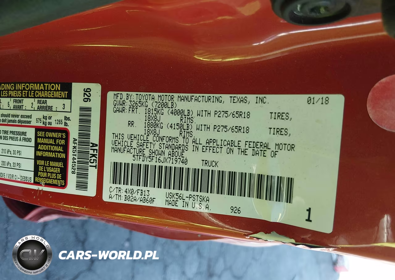 2018 Toyota Tundra Sr5 5.7L V8 VIN:5TFDY5F16JX719740 - 9