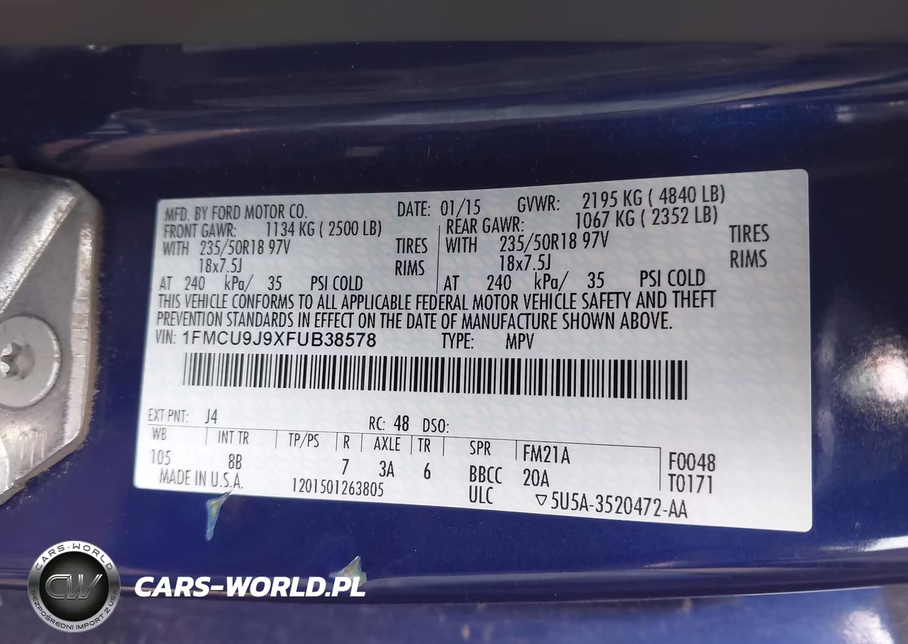 2015 Ford Escape Titanium VIN:1FMCU9J9XFUB38578 - 9