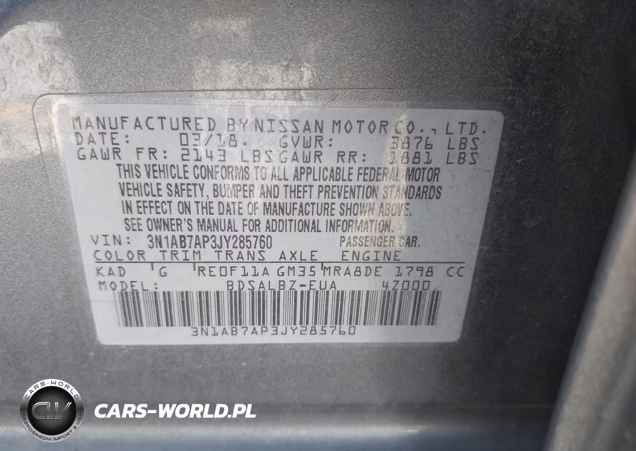 2018 Nissan Sentra S VIN:3N1AB7AP3JY285760 - 9