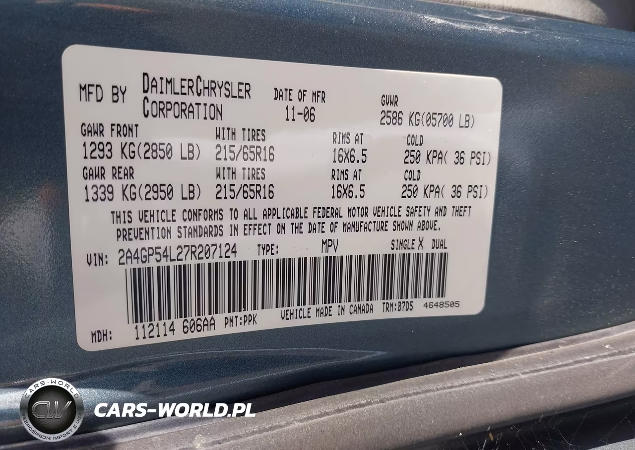 2007 Chrysler Town & Country Touring VIN:2A4GP54L27R207124 - 9
