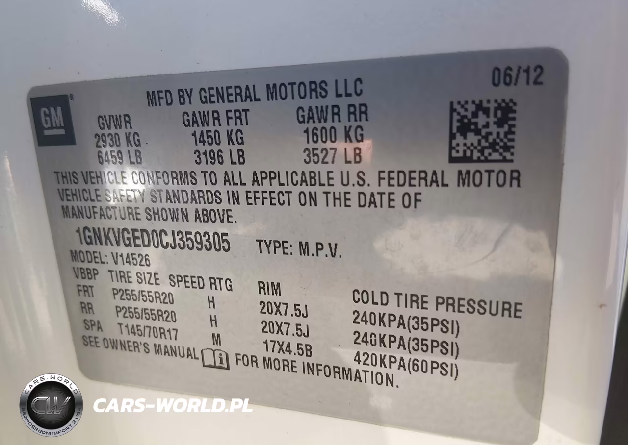 2012 Chevrolet Traverse 1Lt VIN:1GNKVGED0CJ359305 - 9