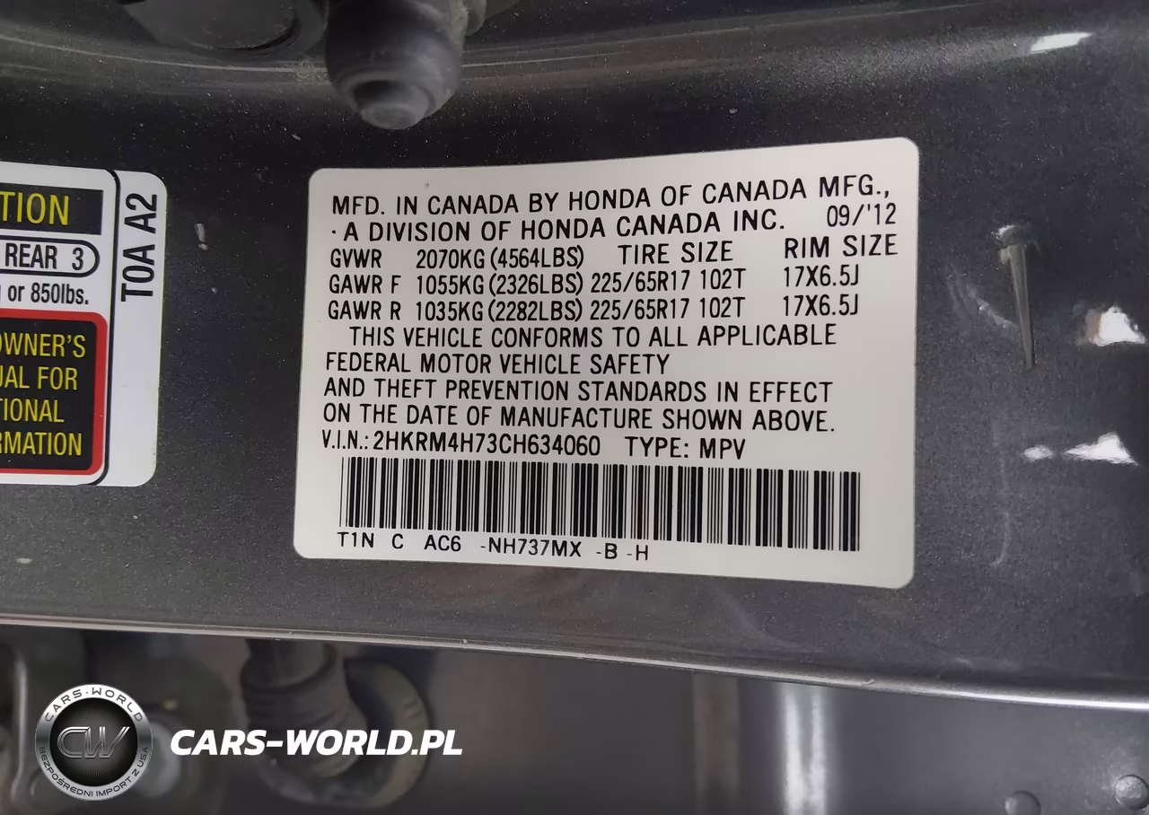 2012 Honda Cr-V Ex-L VIN:2HKRM4H73CH634060 - 9