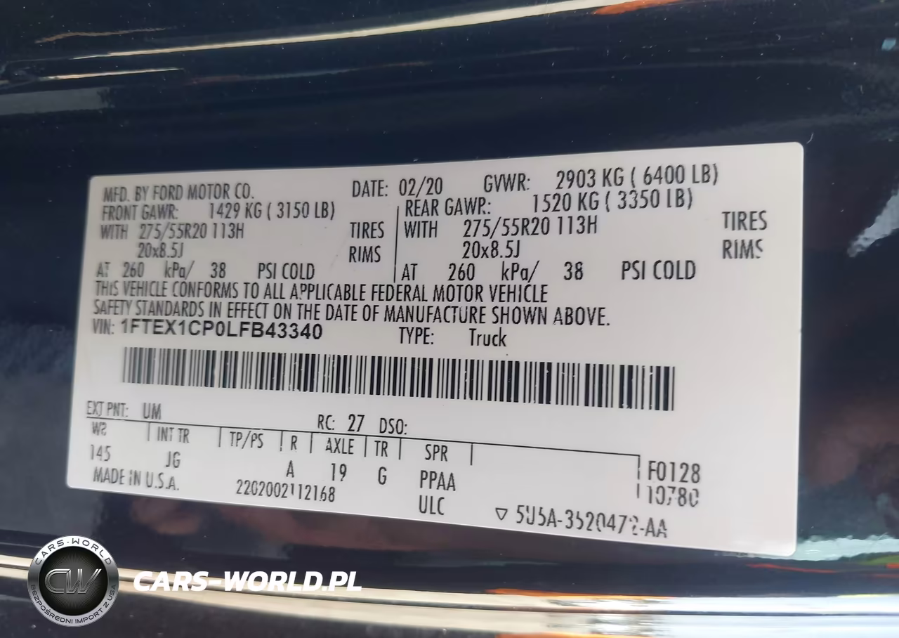 2020 Ford F-150 Xl VIN:1FTEX1CP0LFB43340 - 9