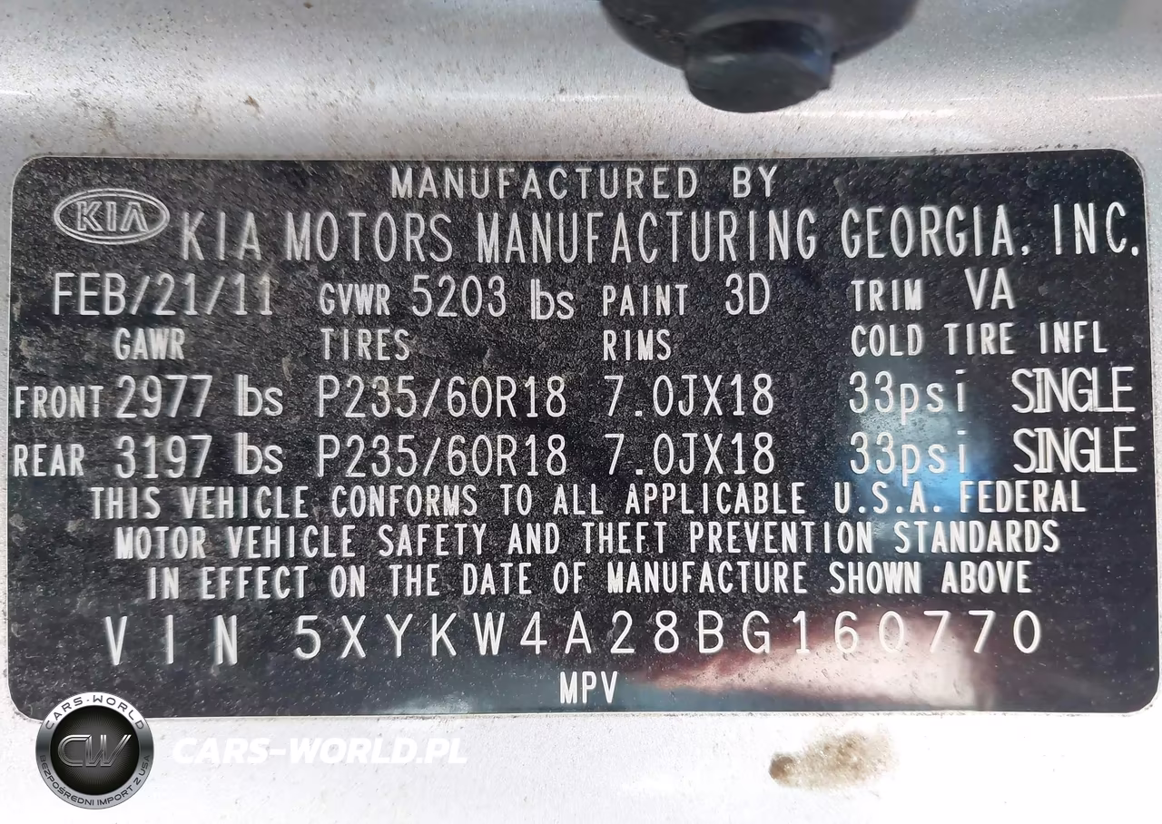 2011 Kia Sorento Sx V6 VIN:5XYKW4A28BG160770 - 9