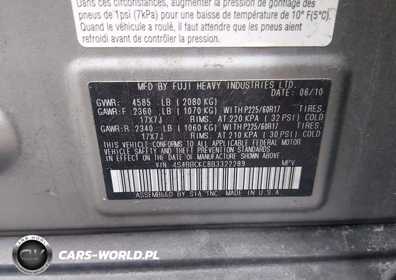 2011 Subaru Outback 2.5I Limited VIN:4S4BRCKC8B3322289 - 9